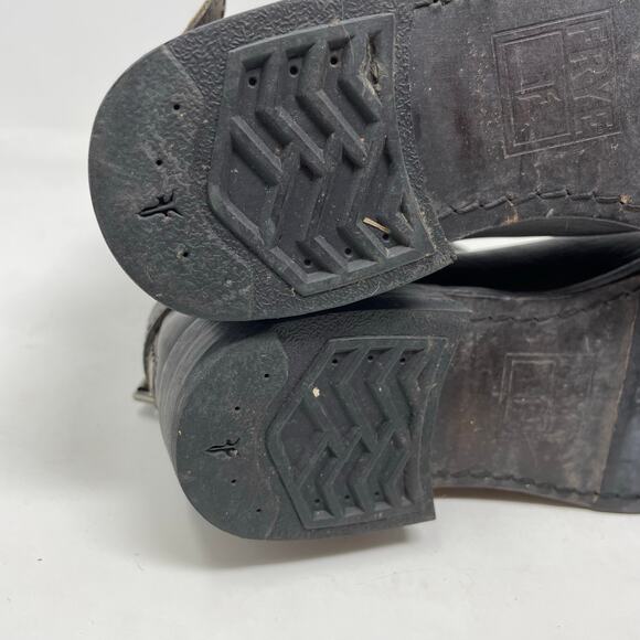 Frye Veronica Short Back Zip Buckle Distressed Engineer Moto Boots Gray Womens 7 - Picture 11 of 14